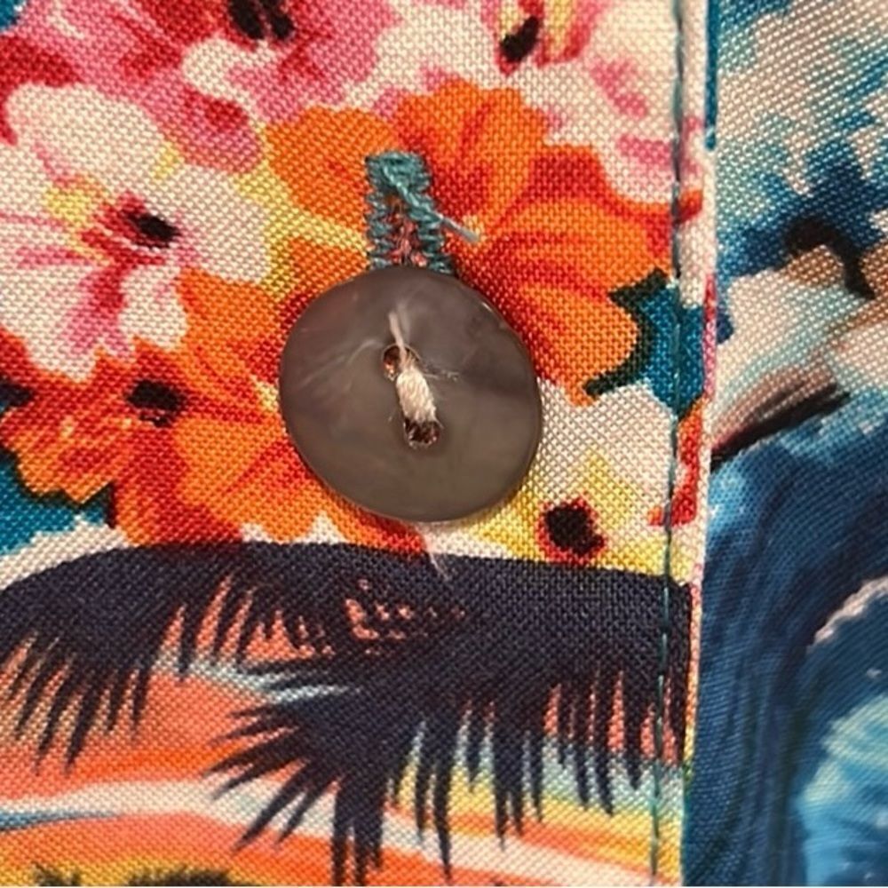 Notations vintage Hawaiian print button down top & pull on pants size LP NWT - Picture 6 of 13